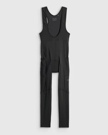Pantaloni sport dama,  ciclism, cu bretele, negru, tehnologie 4FDry, insertie amortizata
