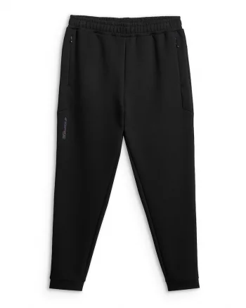Pantaloni sport barbati,  jogger, negru, tricot moale, buzunare cu fermoar,