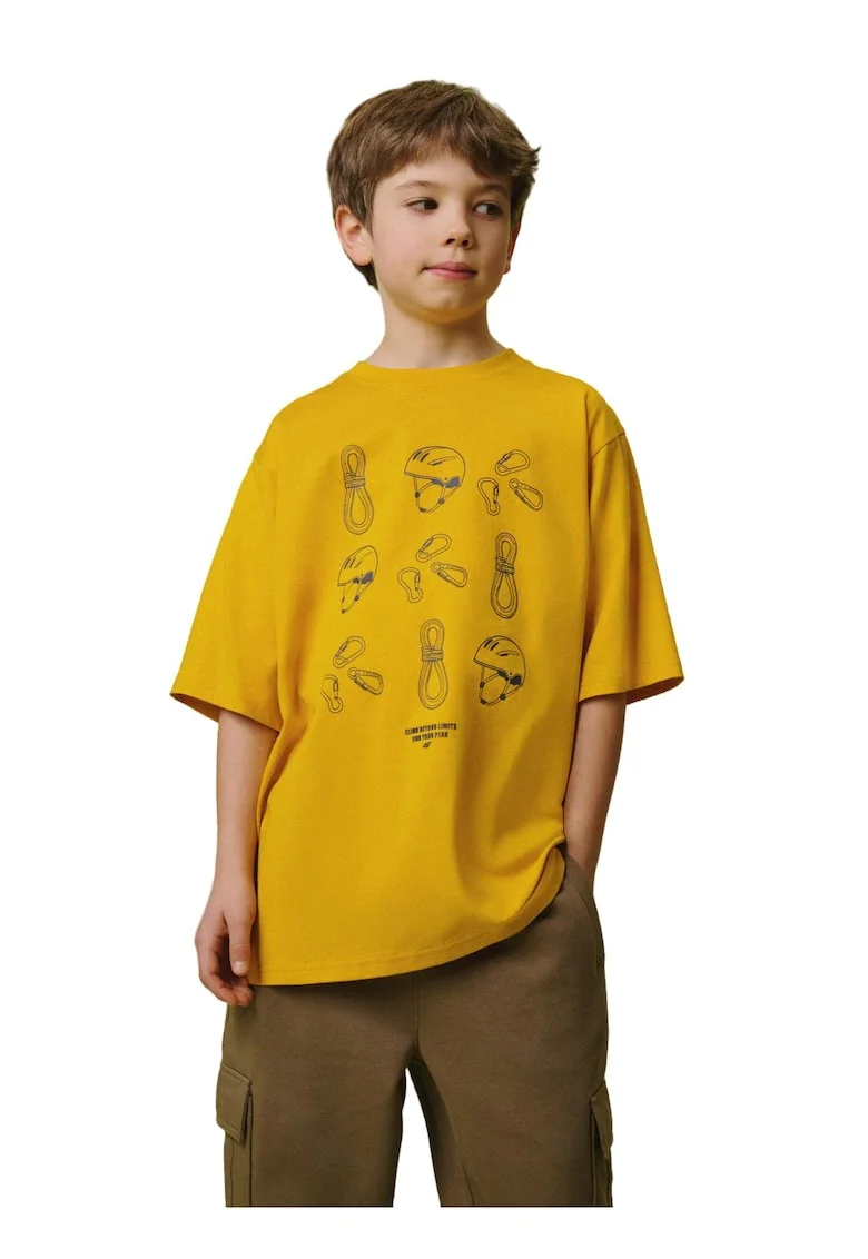 Tricou sport  baieti, lejer, galben, bumbac