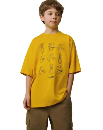 Tricou sport  baieti, lejer, galben, bumbac