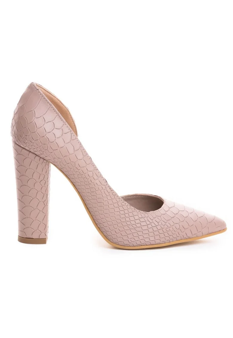 Pantofi cu toc gros piele Lila Cut