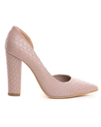 Pantofi cu toc gros piele Lila Cut
