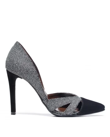 Pantofi stiletto piele naturala Negru Cut Out