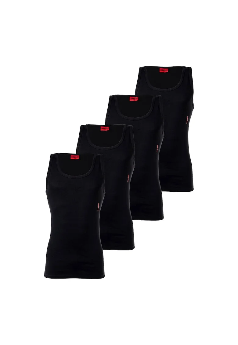 Set de topuri din amestec de bumbac - 4 piese, Negru