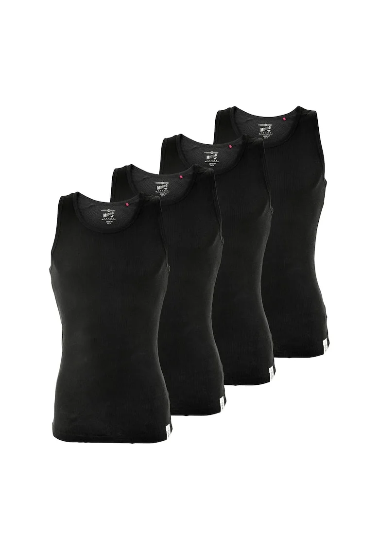 Set de topuri cu decolteu rotund - 4 piese, Negru
