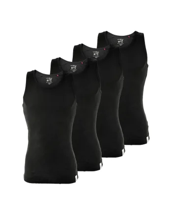 Set de topuri cu decolteu rotund - 4 piese, Negru