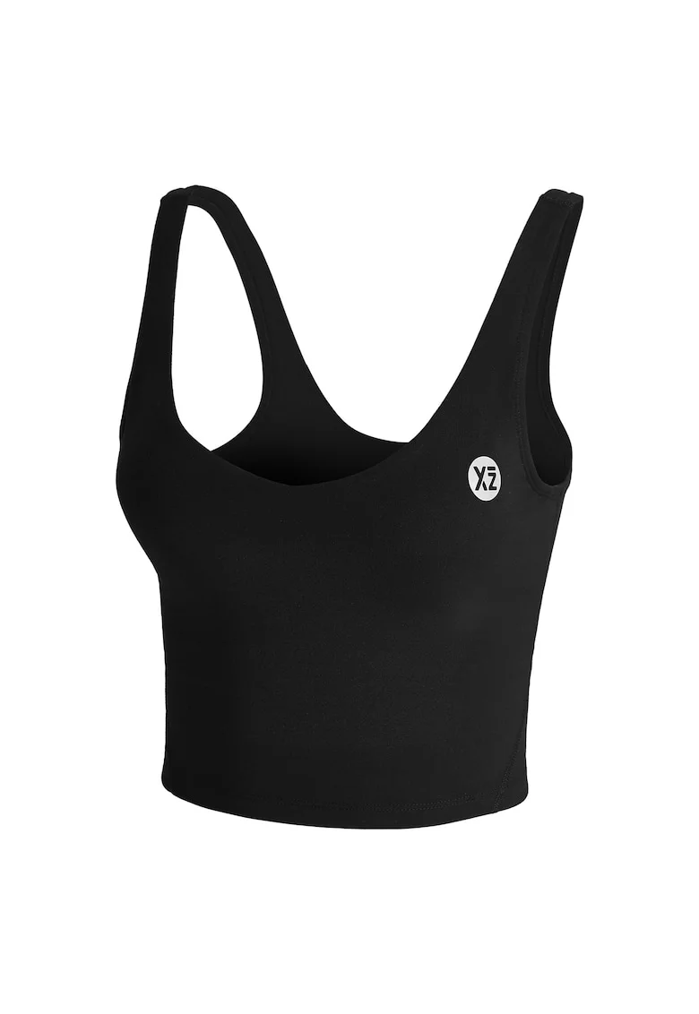 Top crop cu burete detasabil, Negru