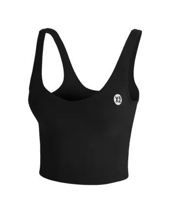 Top crop cu burete detasabil, Negru