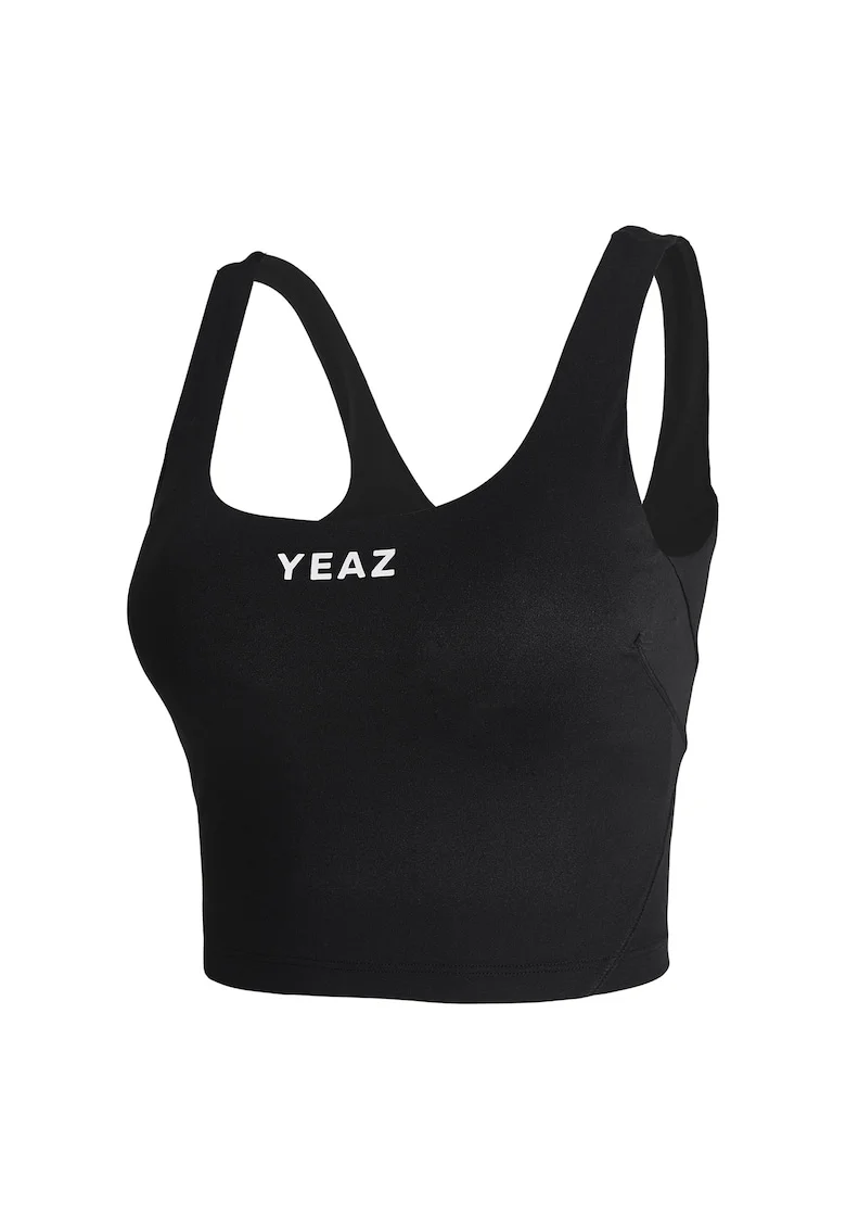 Top crop cu burete detasabil, Negru