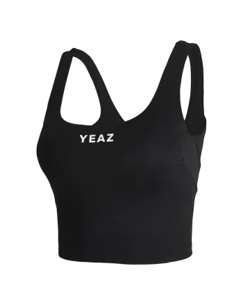 Top crop cu burete detasabil, Negru