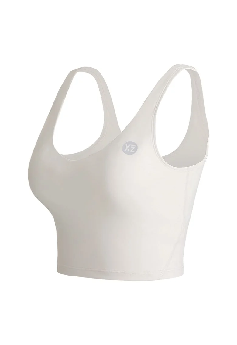 Top crop cu burete detasabil, Alb