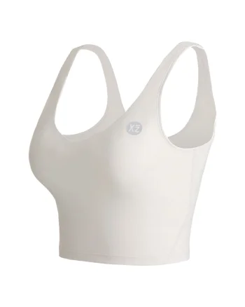 Top crop cu burete detasabil, Alb