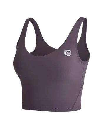 Top crop cu burete detasabil, Violet