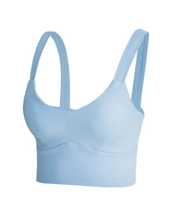 Top crop cu decolteu in V, Albastru