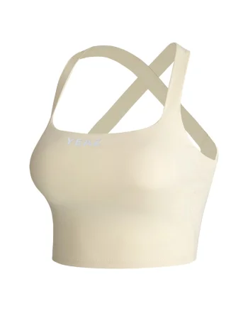 Top crop cu logo, Galben