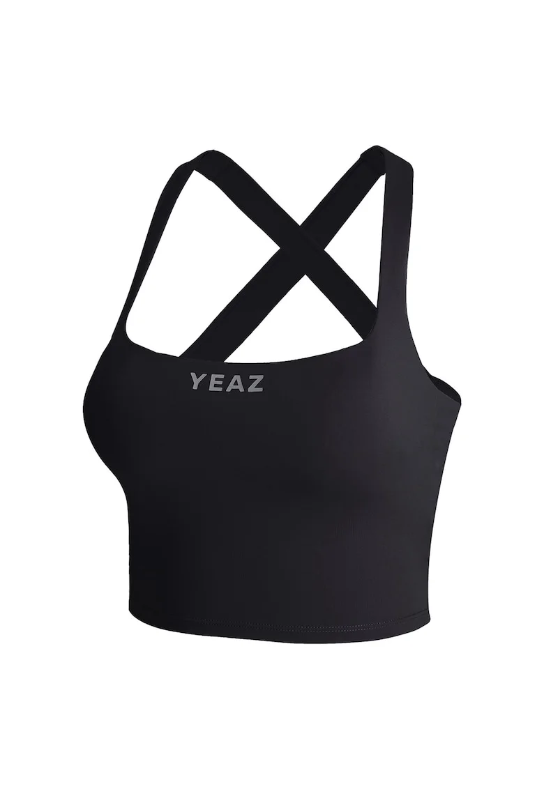 Top crop cu logo, Negru