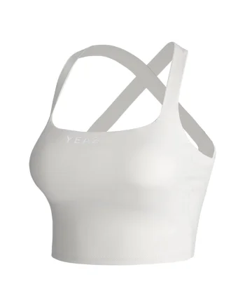 Top crop cu logo, Alb