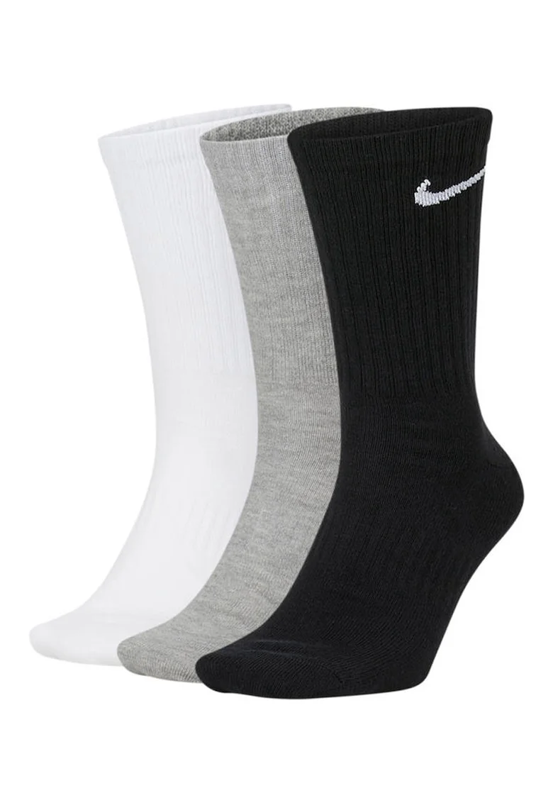 Set de sosete lungi cu logo pentru tenis - 3 perechi, Alb/Negru/Gri