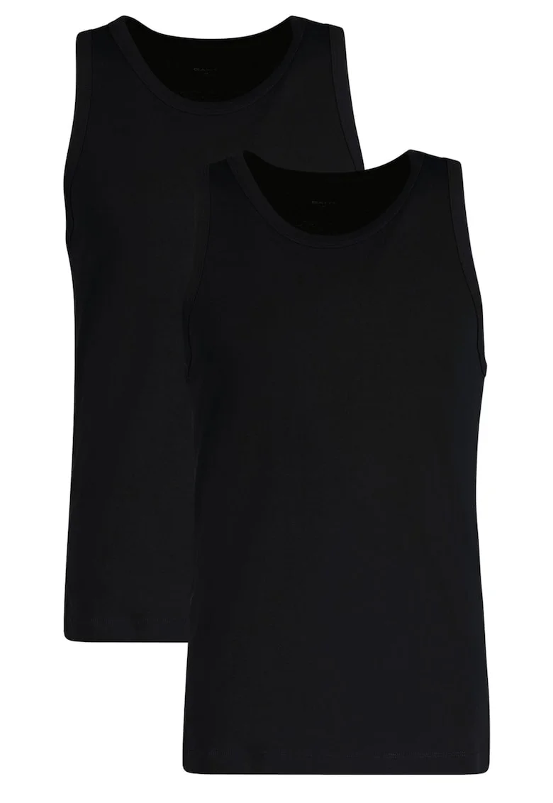Set de top-uri cu decolteu rotund - 2 piese, Negru