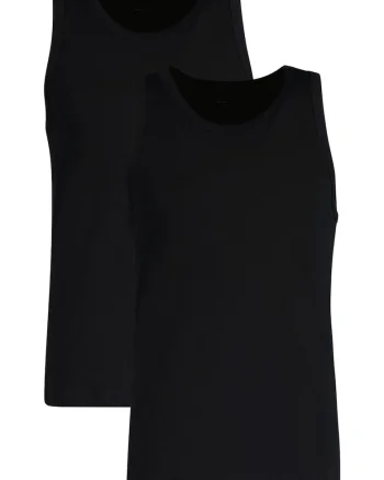 Set de top-uri cu decolteu rotund - 2 piese, Negru