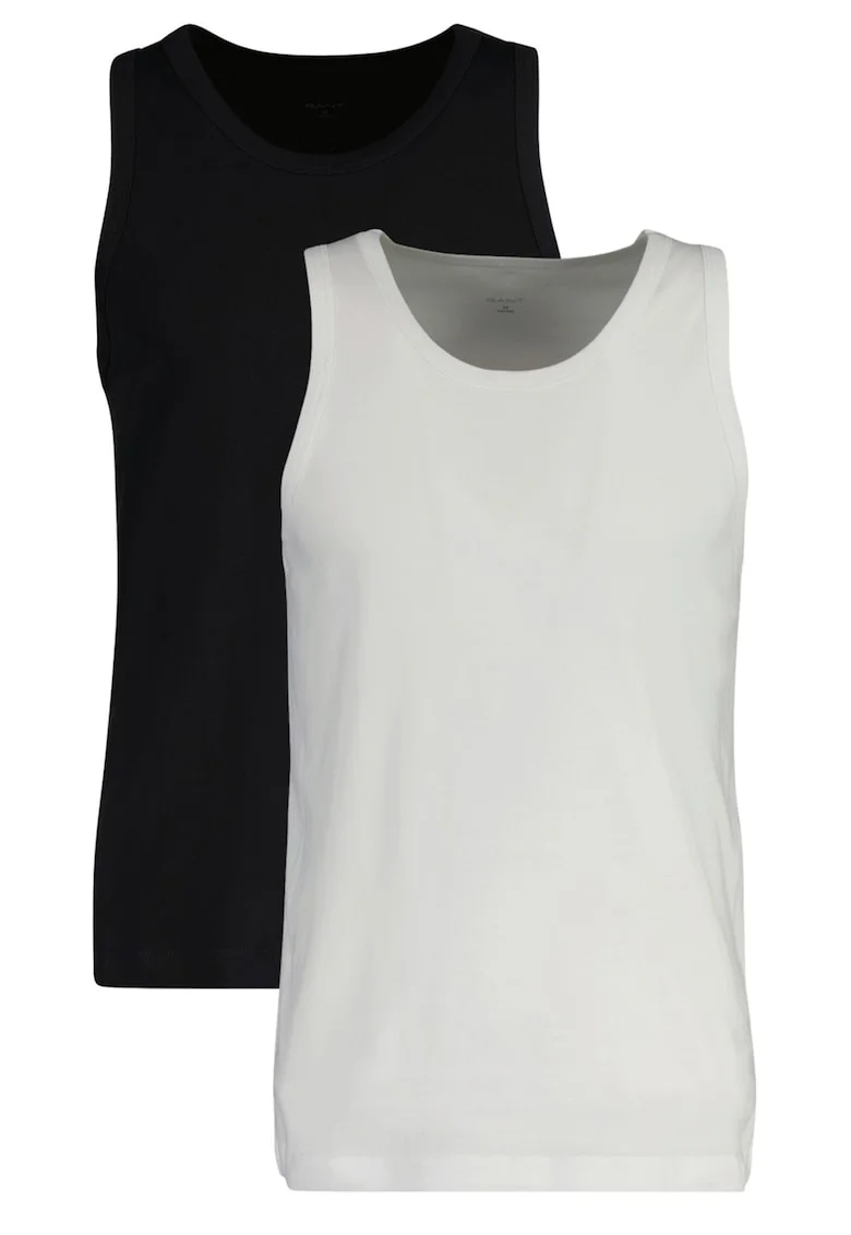 Set de top-uri cu decolteu rotund - 2 piese, Alb/Negru