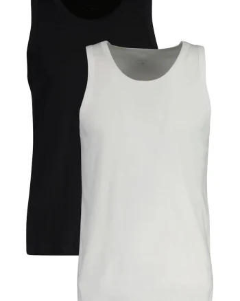 Set de top-uri cu decolteu rotund - 2 piese, Alb/Negru