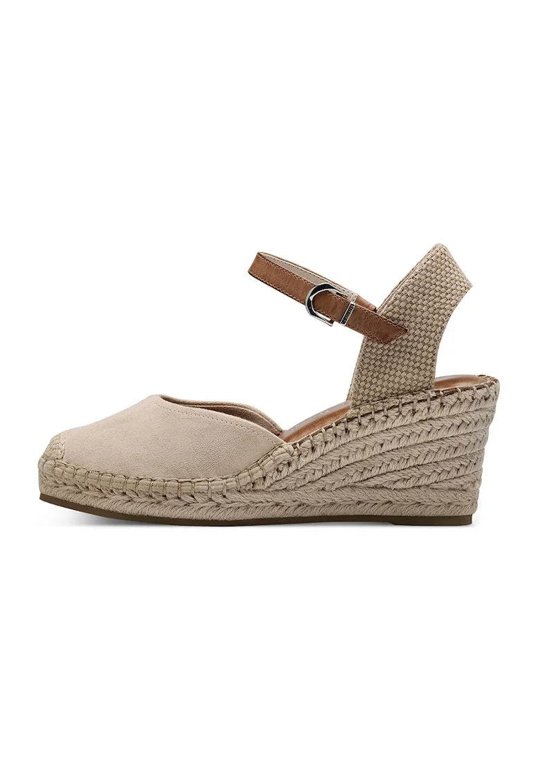 Espadrile wedge cu aspect impletit, Maro taupe deschis