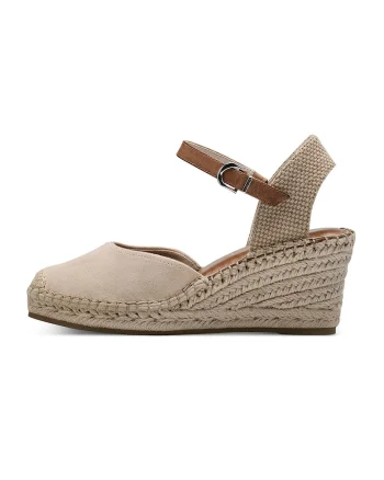 Espadrile wedge cu aspect impletit, Maro taupe deschis