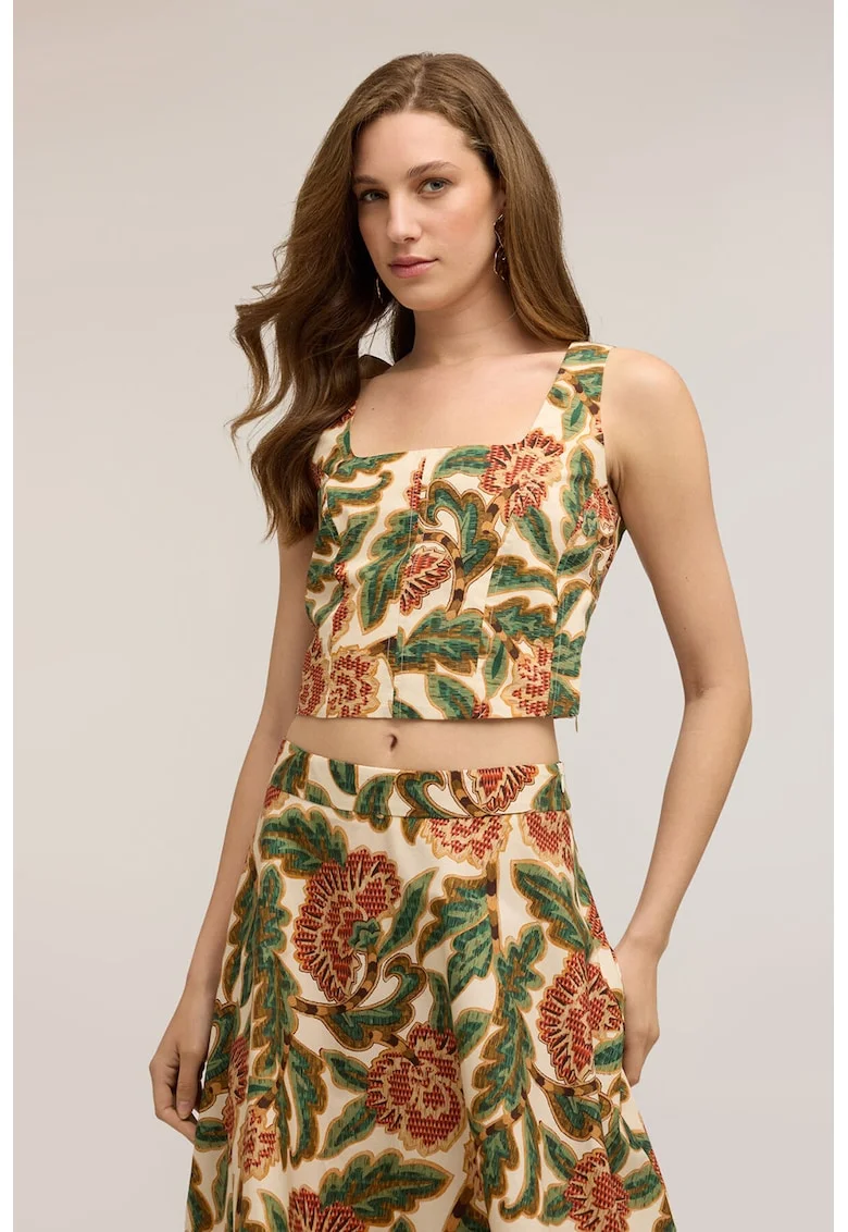 Top crop cu decolteu patrat, Alb
