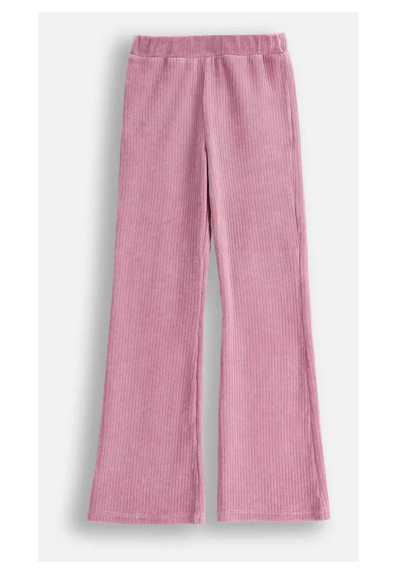 Pantaloni evazati cu aspect catifelat,