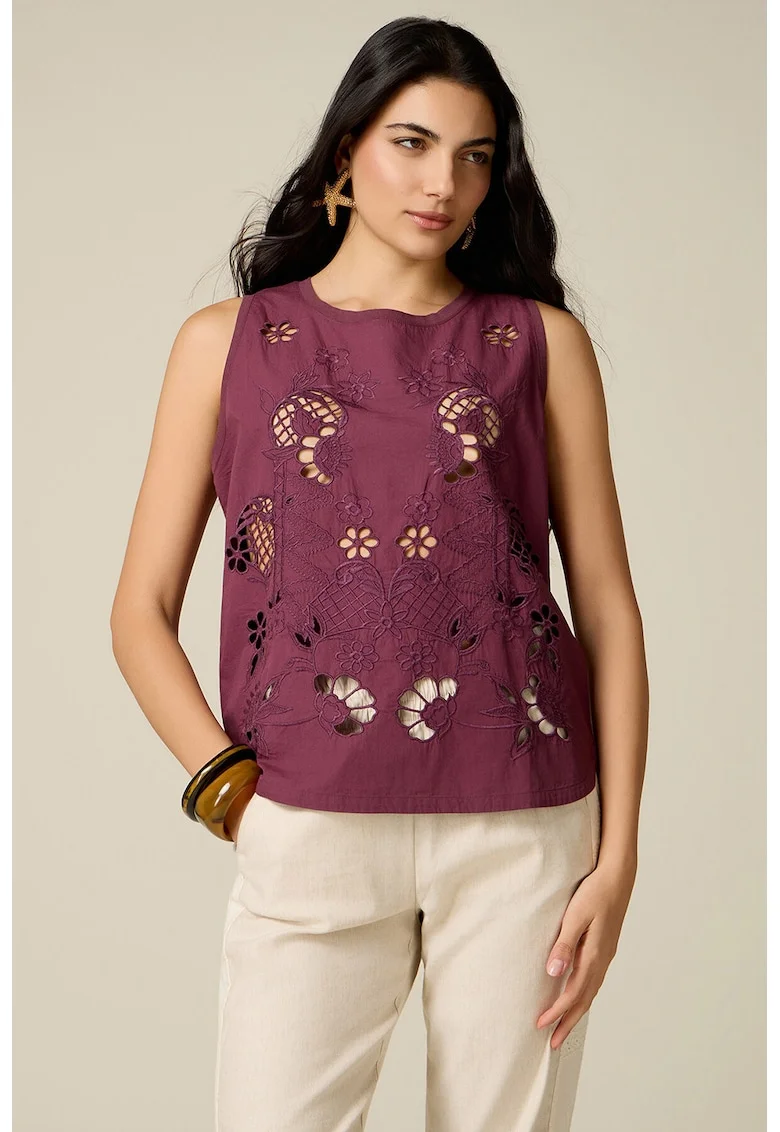 Top cu perforatii decorative, Violet pruna