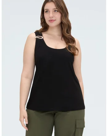 Top cu decolteu patrat, Negru