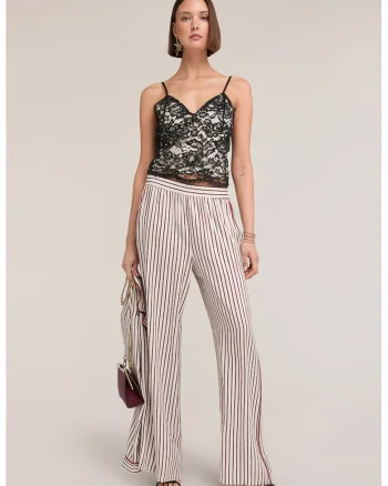 Top crop din dantela cu bretele inguste, Negru