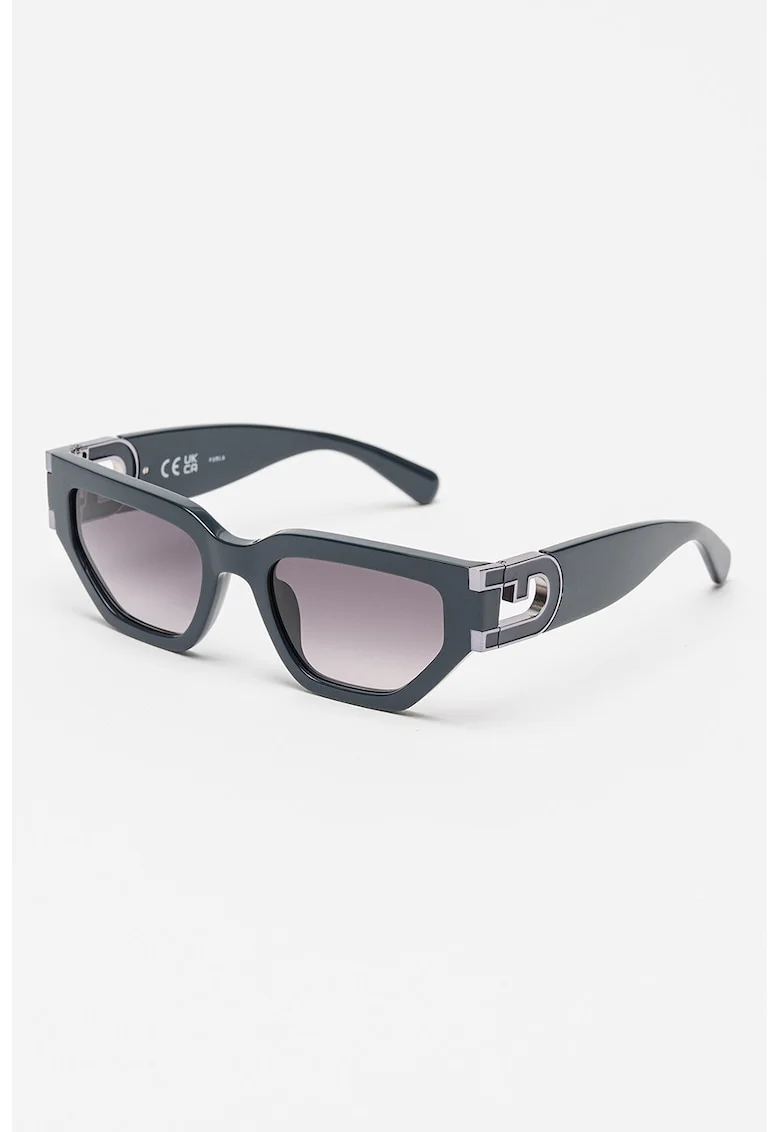 Ochelari de soare cat-eye cu logo, Gri carbune