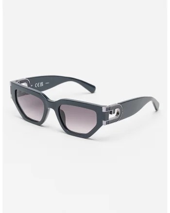 Ochelari de soare cat-eye cu logo, Gri carbune