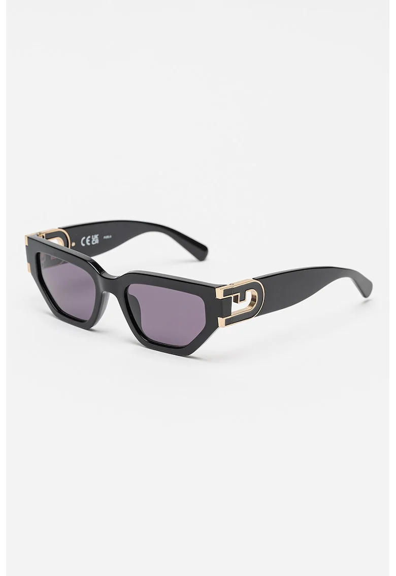 Ochelari de soare cat-eye cu logo, Negru
