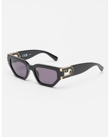 Ochelari de soare cat-eye cu logo, Negru