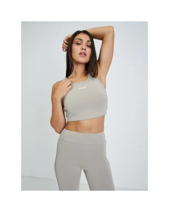 Top crop cu benzi logo pentru fitness