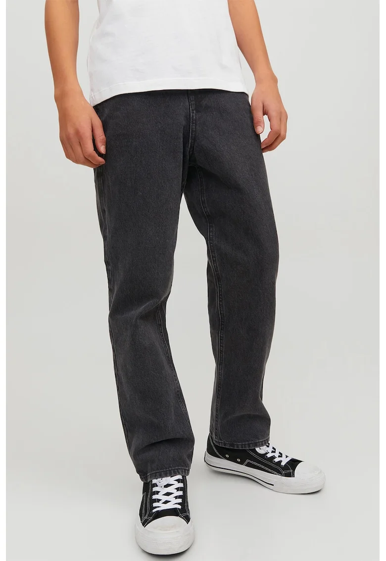 Blugi slim fit cu model uni, Negru