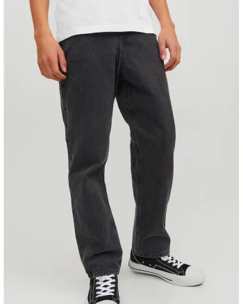 Blugi slim fit cu model uni, Negru