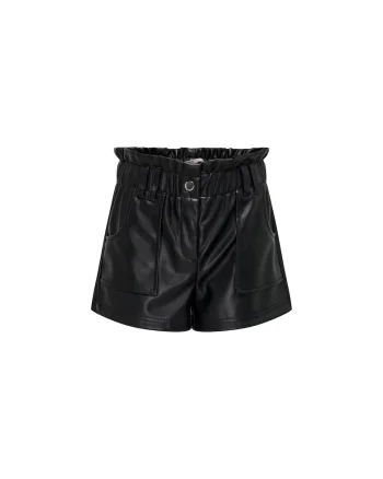 Pantaloni scurti Fete,  302938629, Piele Ecologica, Negru