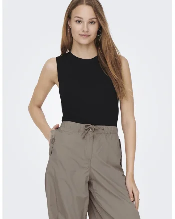Top regular fit tricotat, Negru