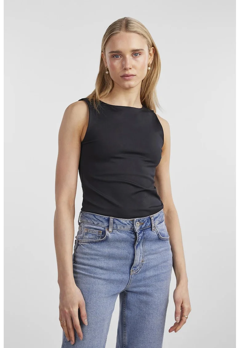Top uni slim fit, Negru