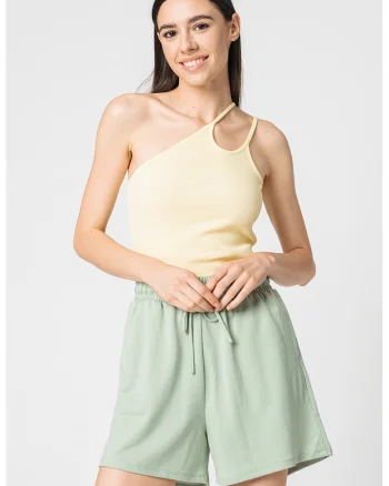 Top cu aspect striat Nessa, Galben pal