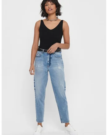 Top striat cu decolteu in V, Negru
