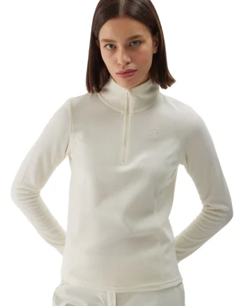 Hanorac din fleece  model F048, croiala slim, crem, poliester