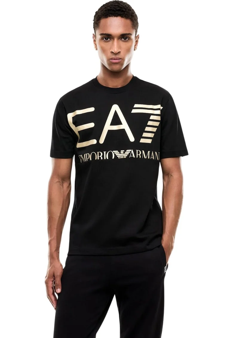 Tricou  EA7 Train Logo Series M Oversize 62483, Auriu/Negru