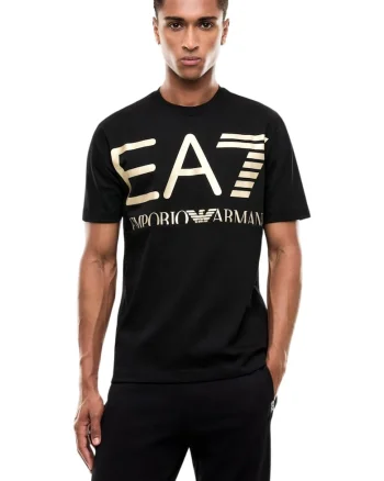 Tricou  EA7 Train Logo Series M Oversize 62483, Auriu/Negru
