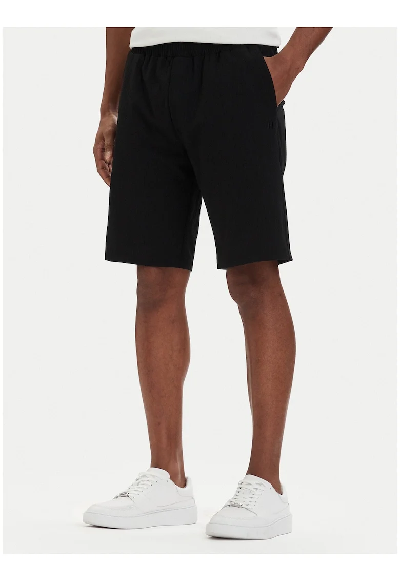 Pantaloni scurti sport Barbati,  negru, poliester-viscoza