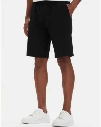 Pantaloni scurti sport Barbati,  negru, poliester-viscoza